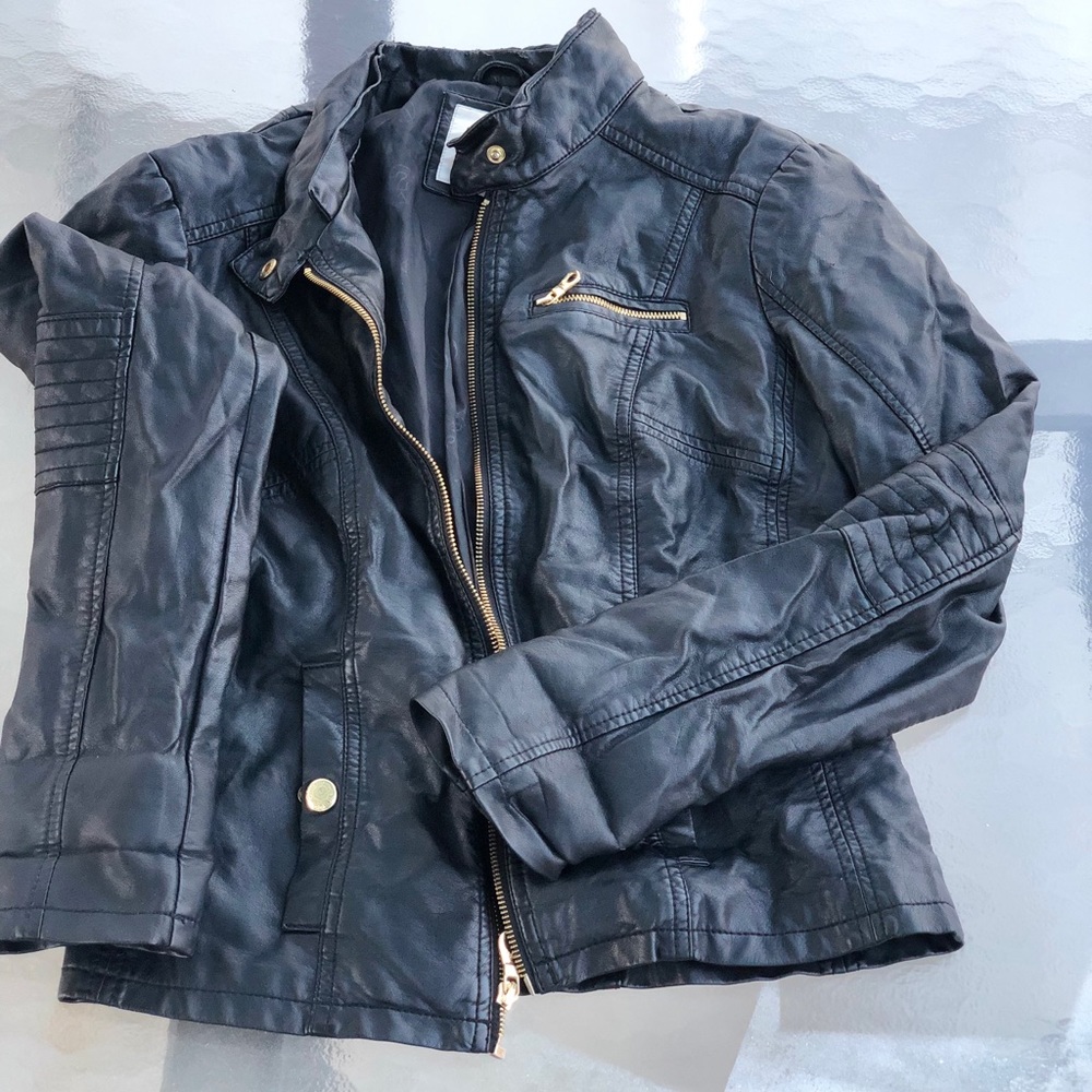 Black Leather Guess Jacket